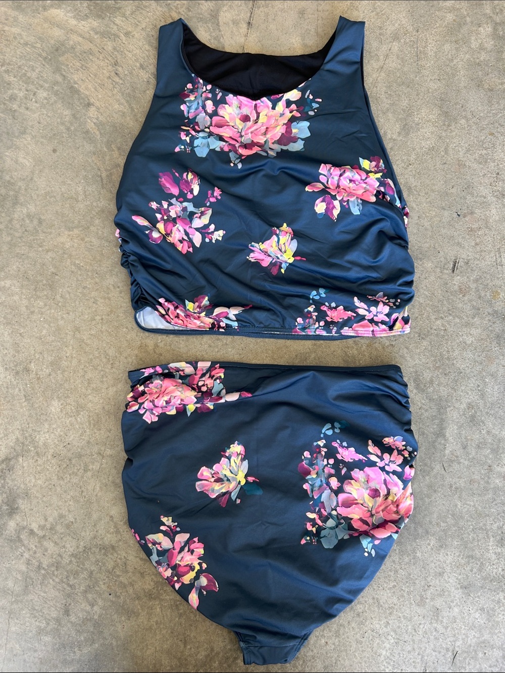 Albion Navy Floral Tankini Set with Pink & Blue Flowers - Picture 2 of 5